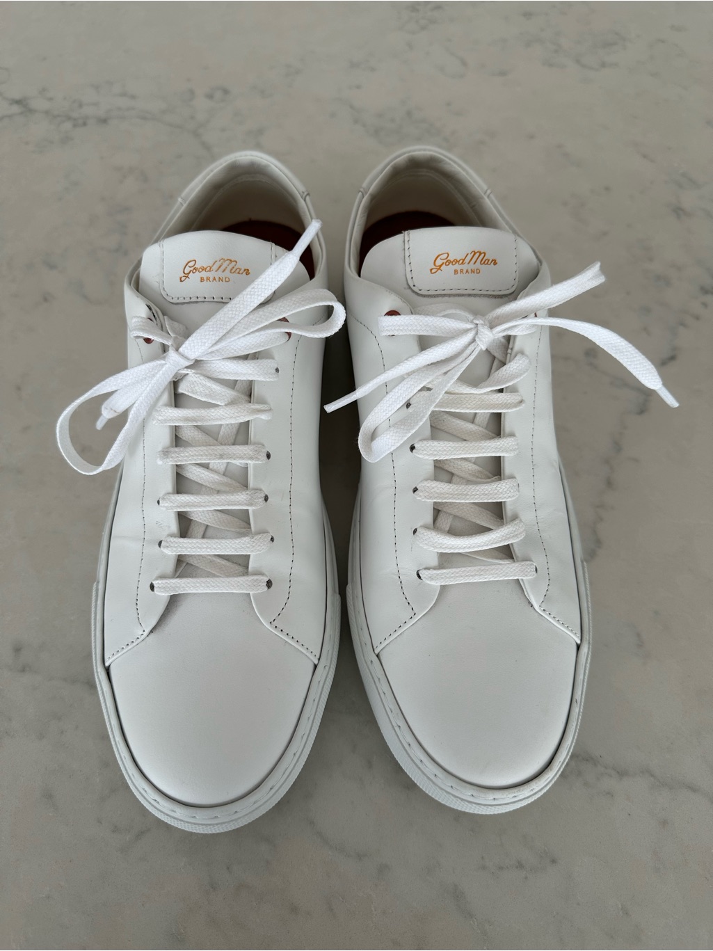 Good Man Brand Men's White Low-Profile Leather Sneakers: Edge Lo Top